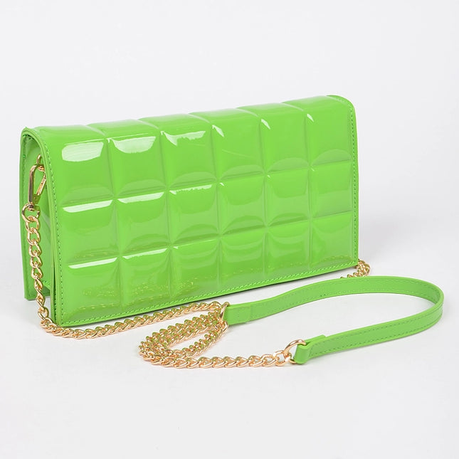 Embossed Enamel Flap Crossbody Bag