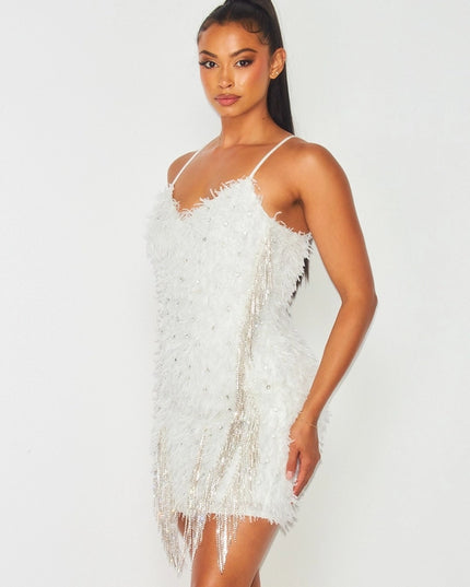 Shaggy Rhinestone Bodycon Mini Dress