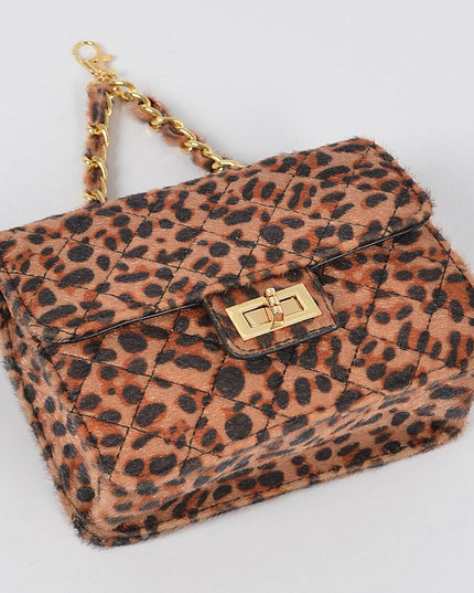 Faux Leo Skin Bag W/chain Belt