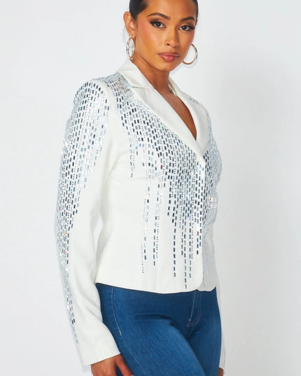 So Bossy Sparkly Rhinestone Fitted Blazer