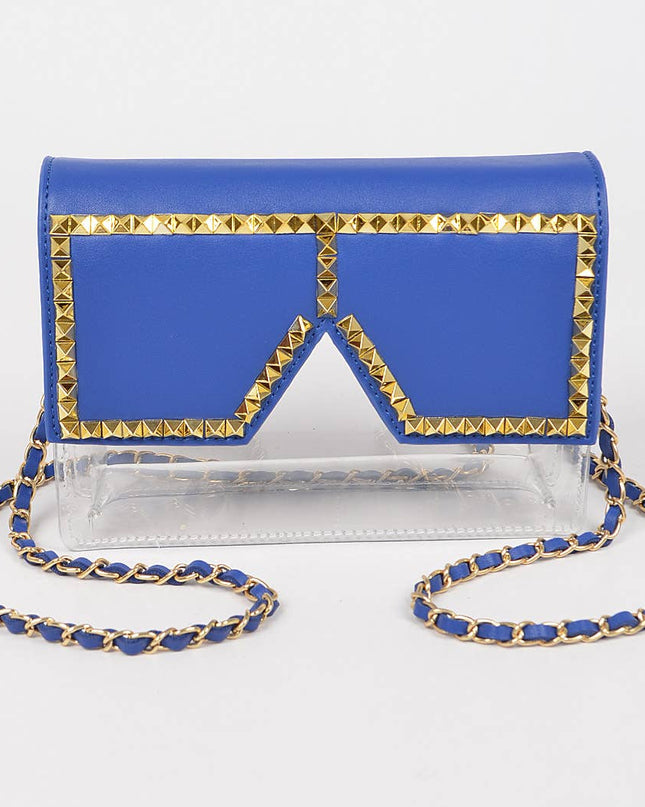 Square Rhinestone Glasses Clear Clutch