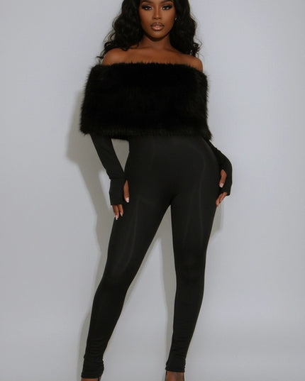 Faux Fur Skinny Jumpsuit