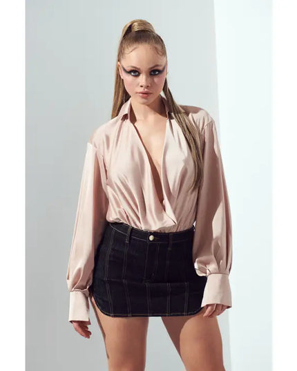 Cowl Neck Satin Bodysuit