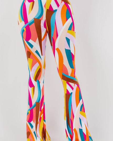 Geomerical Print Flare Pants