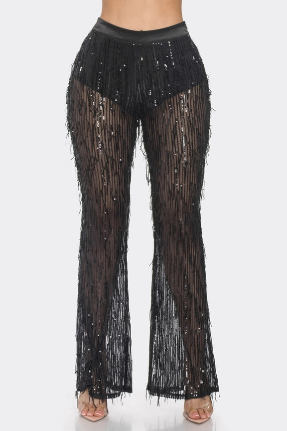 Layered Sequin Pants