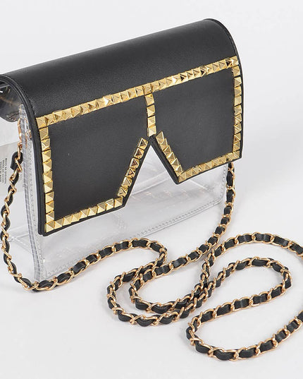 Square Rhinestone Glasses Clear Clutch