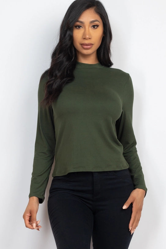 Mock Neck Solid Top