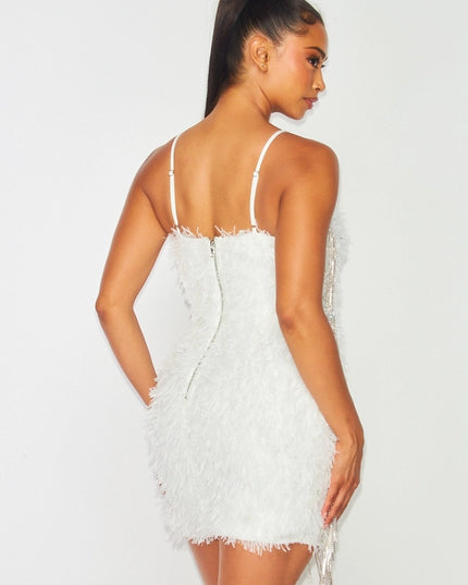 Shaggy Rhinestone Bodycon Mini Dress