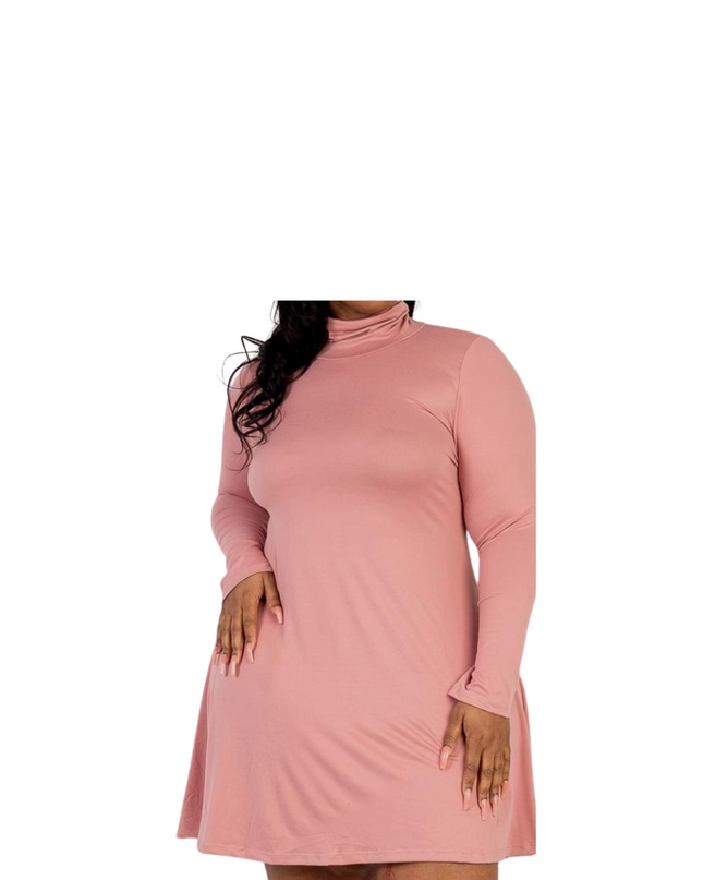 Curvy Mock Neck Flare Dress