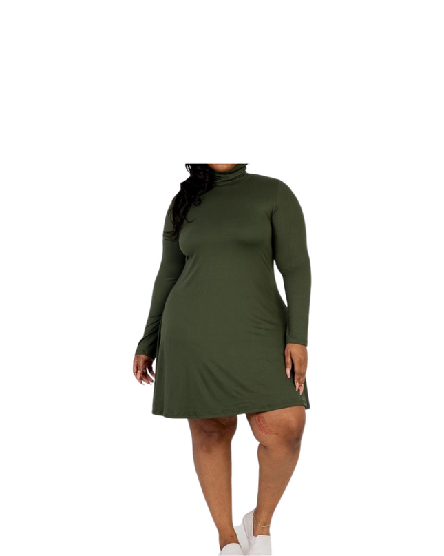 Curvy Mock Neck Flare Dress
