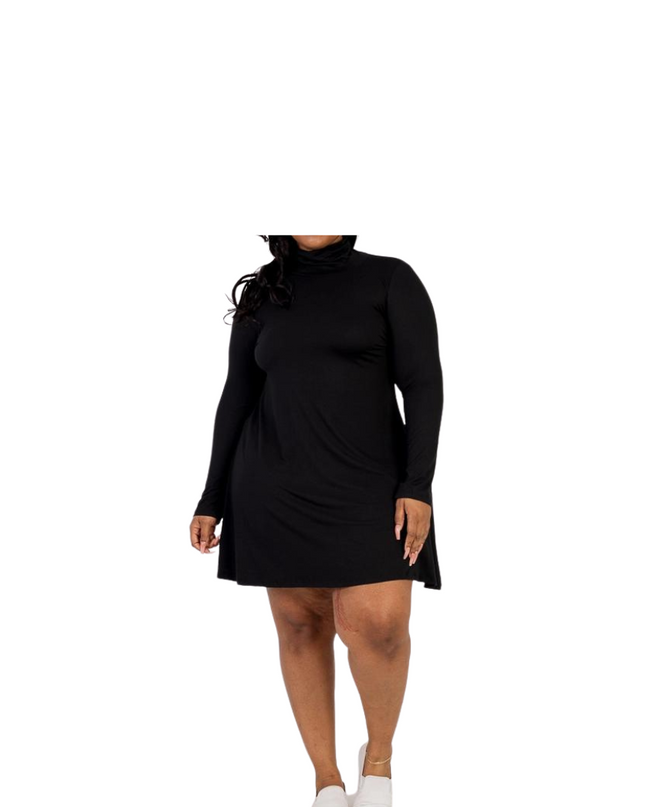 Curvy Mock Neck Flare Dress