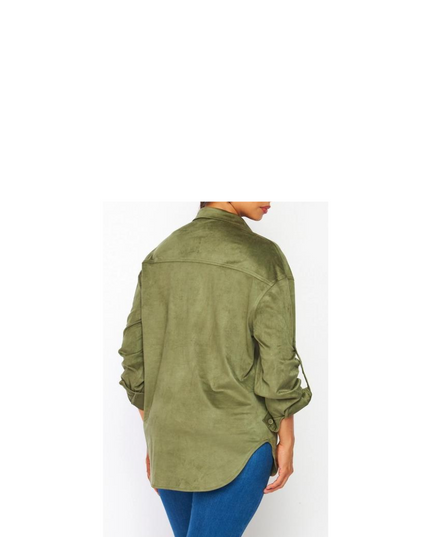 Suede Button Down Long Shirt