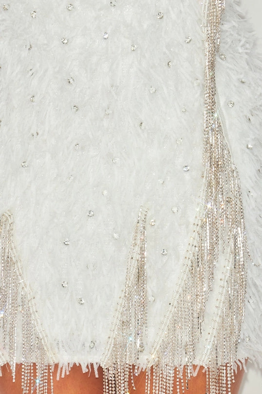 Shaggy Rhinestone Bodycon Mini Dress