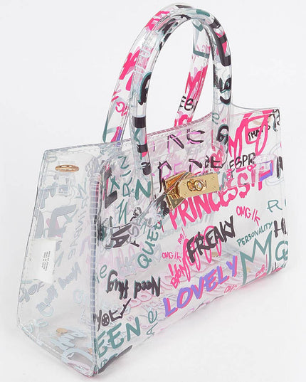 Graffiti Pvc Satchel Bag