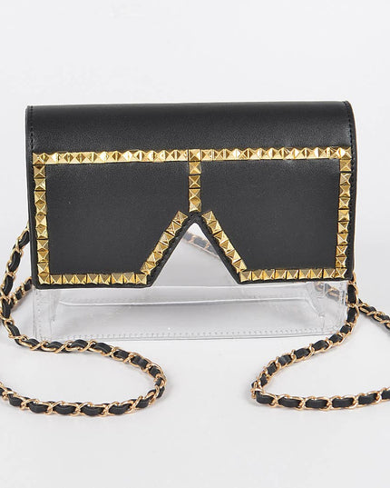 Square Rhinestone Glasses Clear Clutch