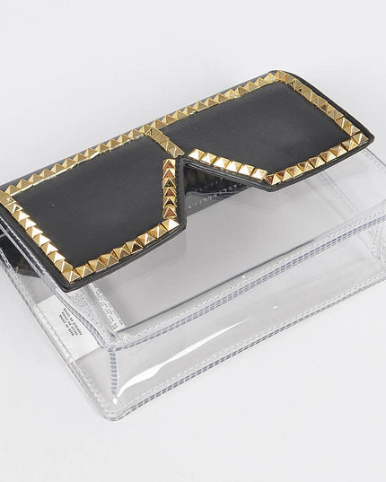 Square Rhinestone Glasses Clear Clutch