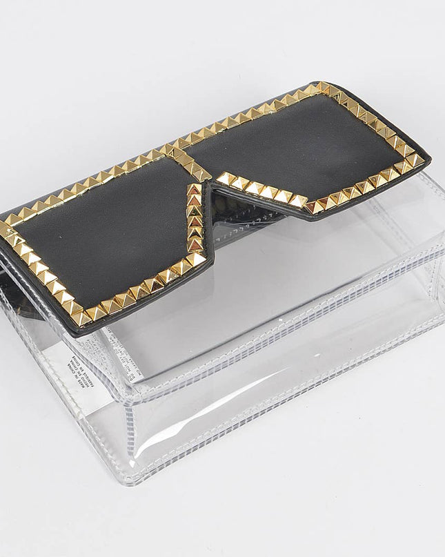 Square Rhinestone Glasses Clear Clutch
