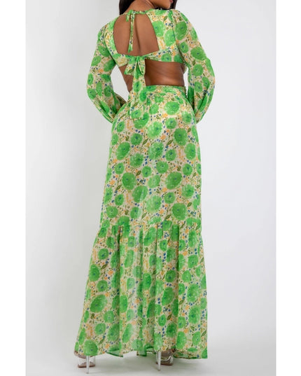 Ring Printed Cutout Maxi Dress