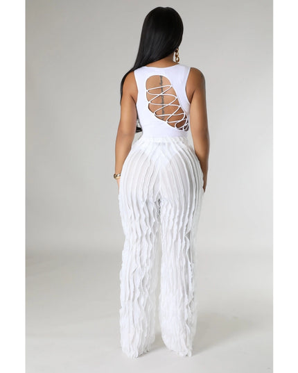 Sheer Ruffle Detail Pants