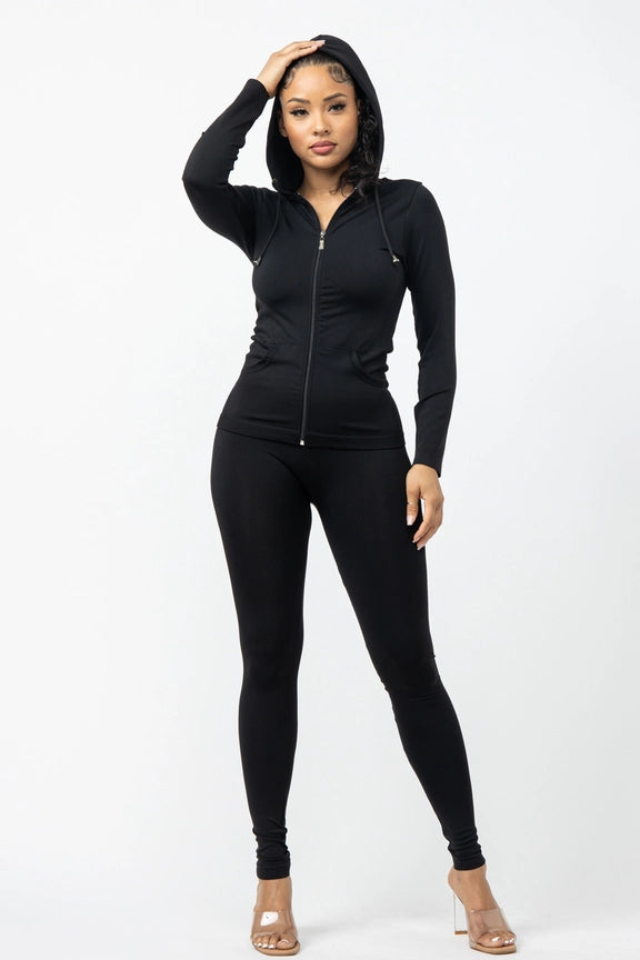 Seamless Zip Up Hoodie and Leggings Set