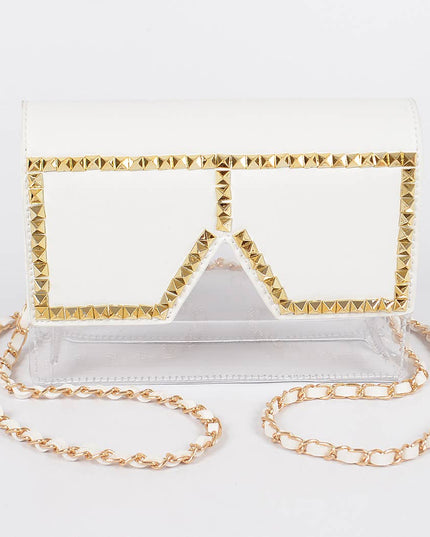 Square Rhinestone Glasses Clear Clutch