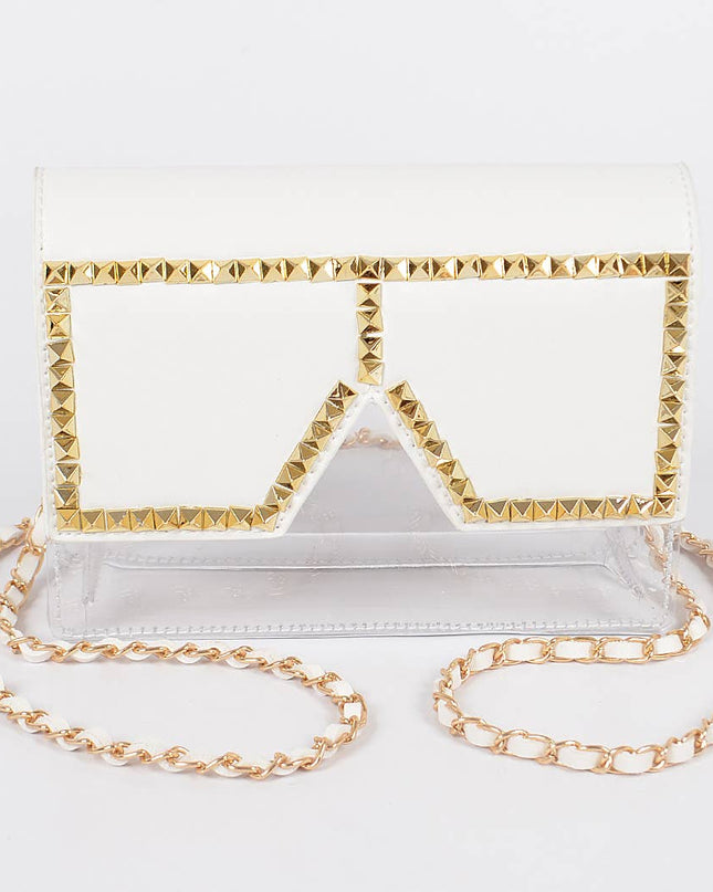 Square Rhinestone Glasses Clear Clutch