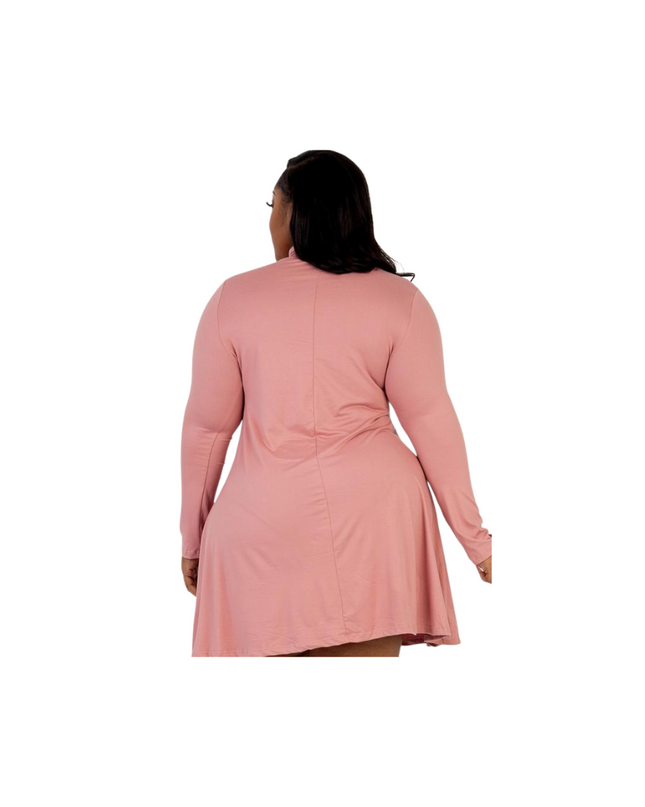 Curvy Mock Neck Flare Dress