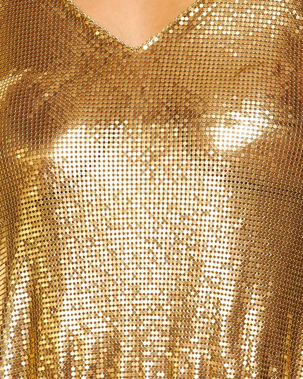 Metallic Chain Halter Crop Top