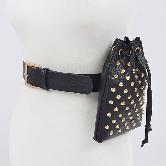 Faux Snake Belt W/studded Bag