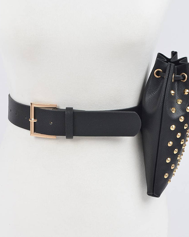 Faux Snake Belt W/studded Bag