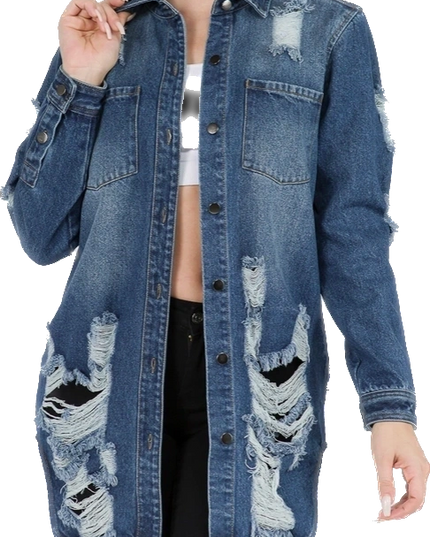 Long Denim Shirt Jacket