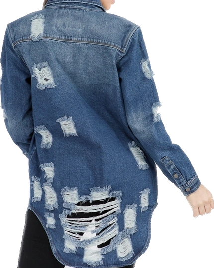 Long Denim Shirt Jacket