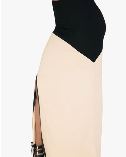Champagne Black Zip Up Skirt