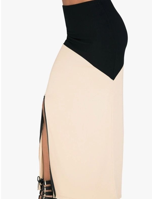 Champagne Black Zip Up Skirt