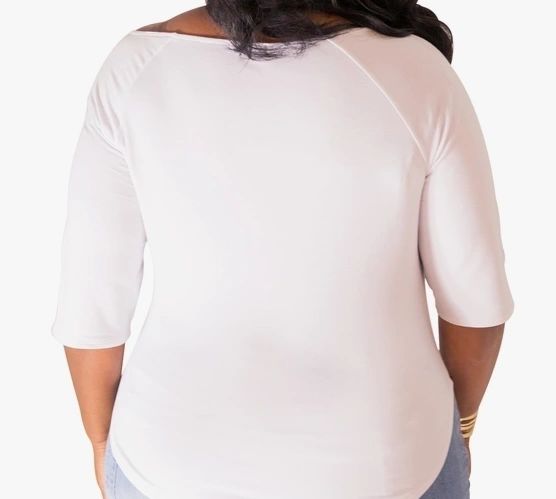 Plus Size White 3/4 Sleeve Shirt