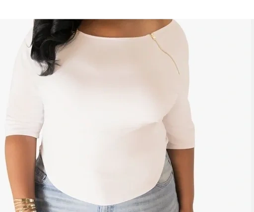 Plus Size White 3/4 Sleeve Shirt