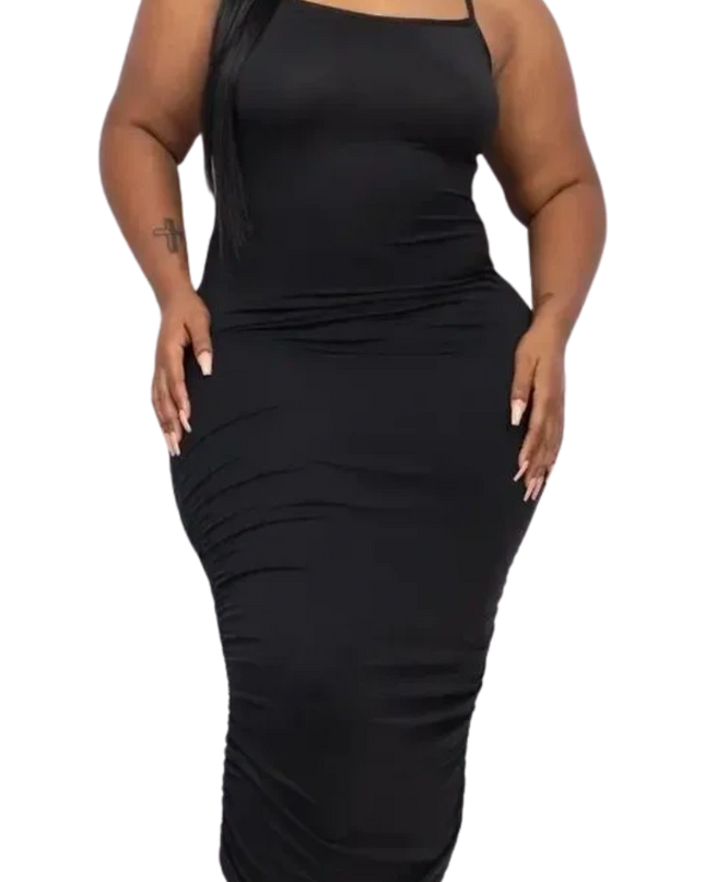 Plus Size Crisscross Back Midi Dress