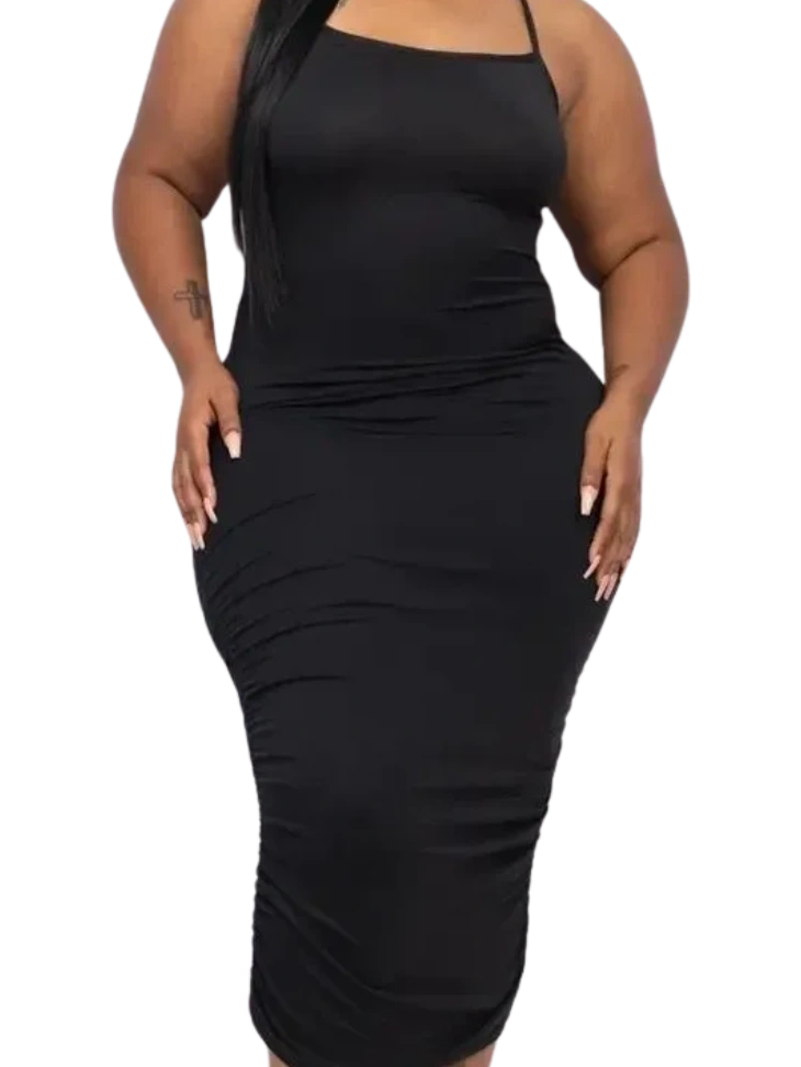 Plus Size Crisscross Back Midi Dress