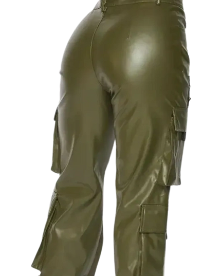 It's My Time Faux Leather Cargo Jogger Pants