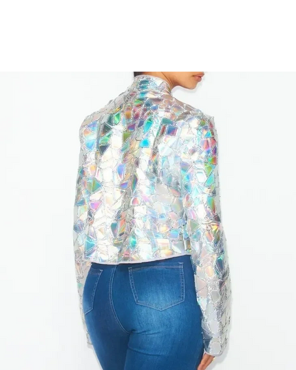 Iridescent Metallic Patch Work Jacket
