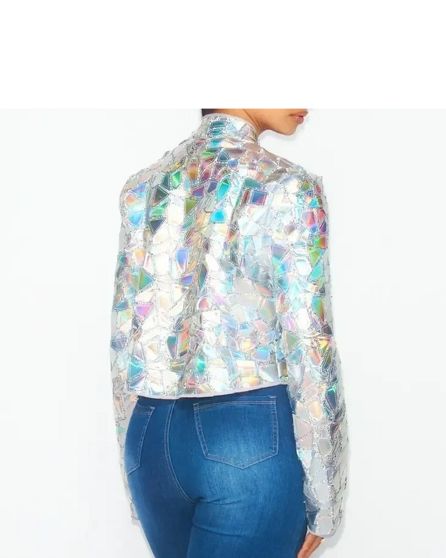 Iridescent Metallic Patch Work Jacket