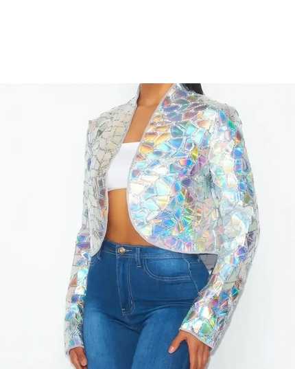 Iridescent Metallic Patch Work Jacket
