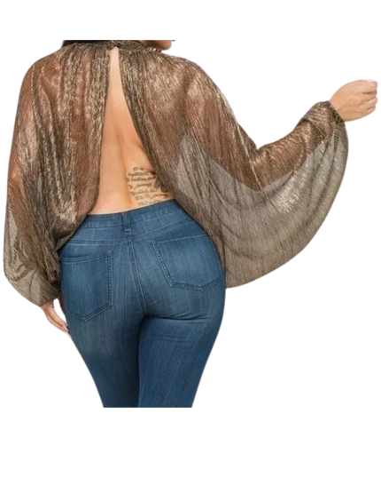 Metallic Open Front and Back Top