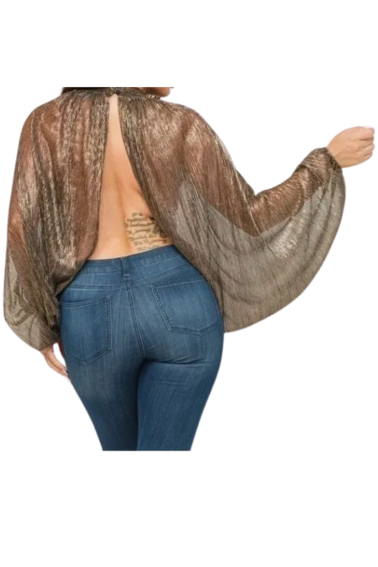 Metallic Open Front and Back Top