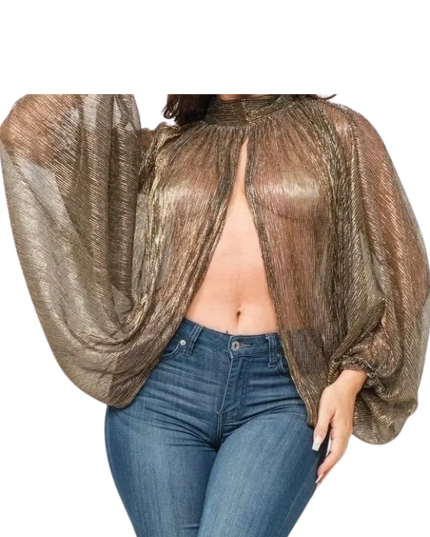 Metallic Open Front and Back Top