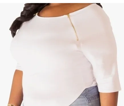 Plus Size White 3/4 Sleeve Shirt