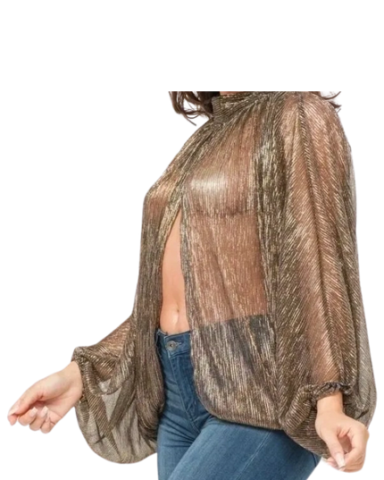 Metallic Open Front and Back Top