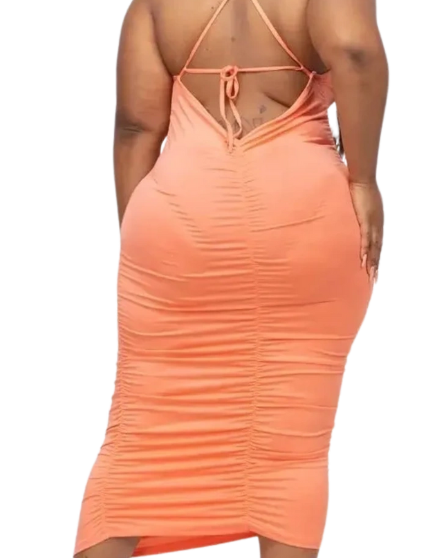 Plus Size Crisscross Back Midi Dress