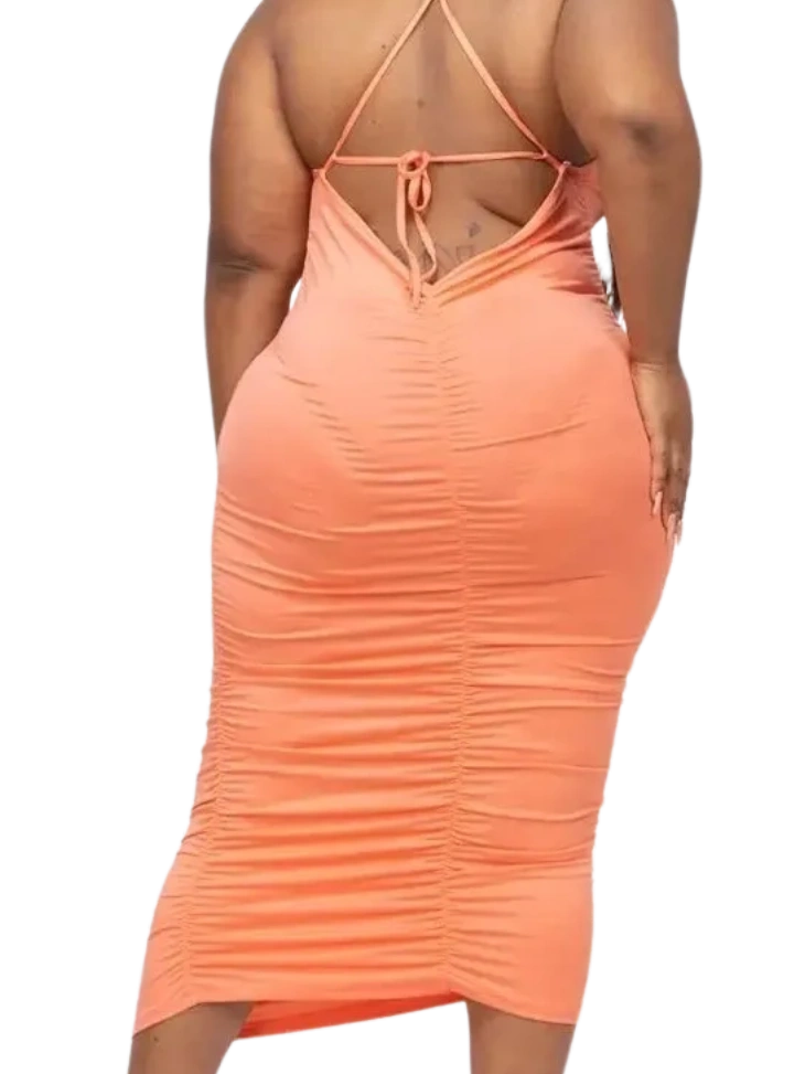 Plus Size Crisscross Back Midi Dress