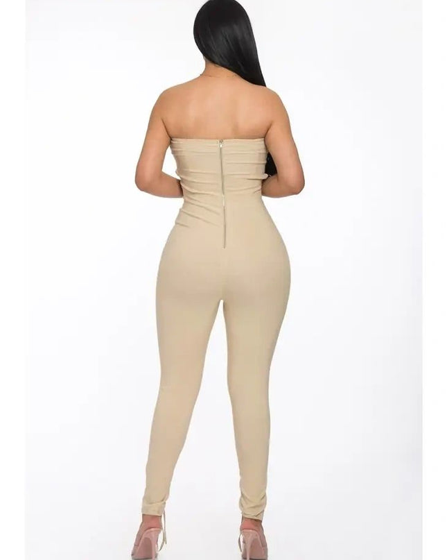 Stretch Woven Lace-Up Jumpsuit